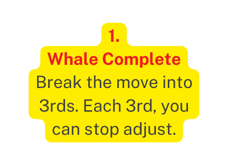 1 Whale Complete Break the move into 3rds Each 3rd you can stop adjust